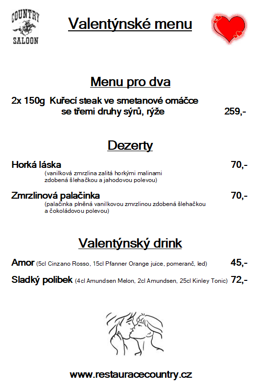 Valentynske menu 2018